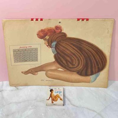 1949 By Esquire Pin Up Girl's Calendar * Artist Al Moore * Chuck Landis' Largo Nightclub Box Of Matches
