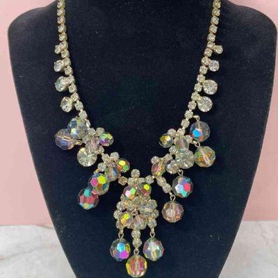 Spectacular Iridescent Glass Beads Vintage Necklace
