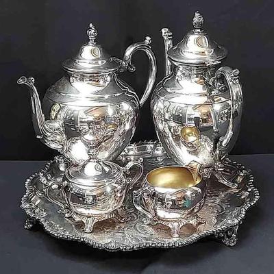 William Rogers Silver Plated Tea & Coffee Set (4-Piece) * Tray Added
