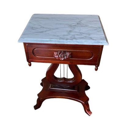Stunning Rare Find Marble Top End Table * Marble Made In Italy #1

