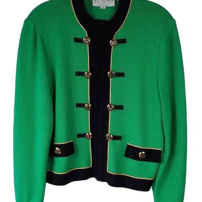 St. John Designer Collection By Marie Gray * Double Button Zip Front Sweater (Medium)
