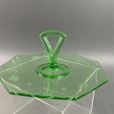 Lot 46 | Uranium Depression Glass Petit Four Tray