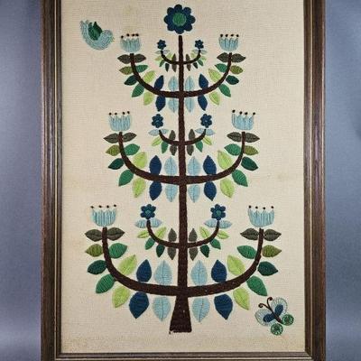Lot 101 | Mid Century Tree of Life Crewelwork