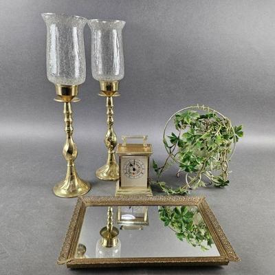 Lot 52 | Vintage Vanity Mirror Tray, Candlesticks & More!