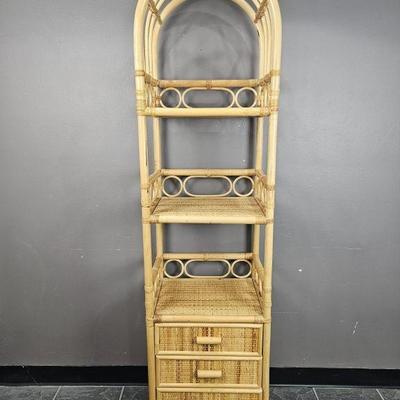 Lot 273 | Vintage Bamboo/Rattan 3 Drawer Bookcase