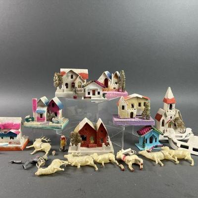 Lot 40 | Vintage Putz Christmas Paper Houses