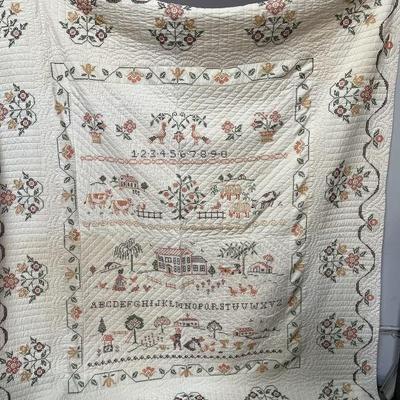 Lot 388 | Folk Art Cross Stitch Quilt