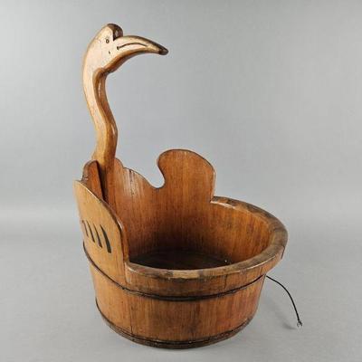 Lot 193 | Antique Chinese Carved Swan Wood Bucket