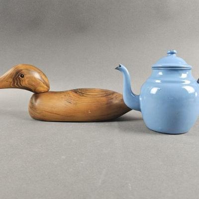 Lot 516 | Vintage Teapot and Duck Decoy