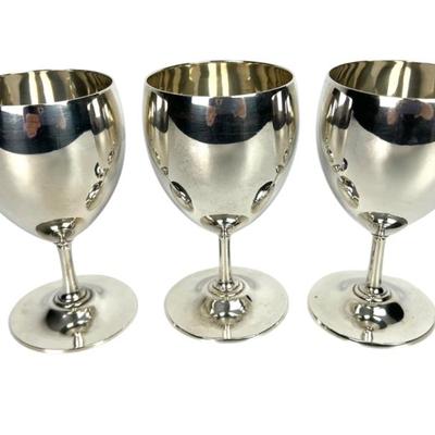 #116 â€¢ 3 Tiffany & Co. Sterling Silver Wine Glasses
