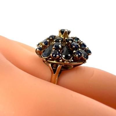 #31 â€¢ 14K Yellow Gold & Blue Sapphire Ring Dome Estate Ring- Size 6-1/4
