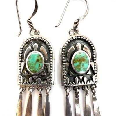 #60 â€¢ Sterling Silver Earrings with Turquoise Stones
