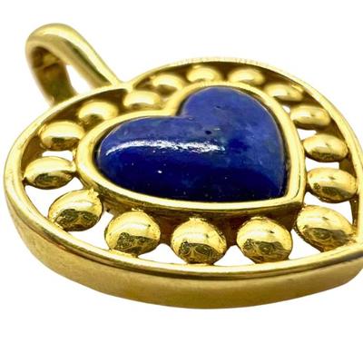 #27 â€¢ 14K Yellow Gold and Lapis Heart-Shaped Pendant
