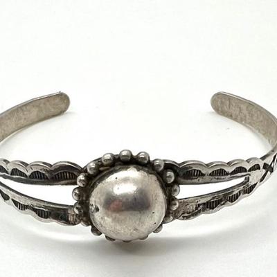#94 â€¢ Vintage Fred Harvey Era Sterling Navajo Domed Cuff Bracelet
