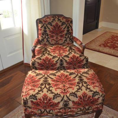 Sherrill Arm Chair with Ottoman,  Cut Velvet Upholstery      30