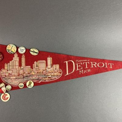 Lot 210 | Vintage Detroit Pennant and Buttons