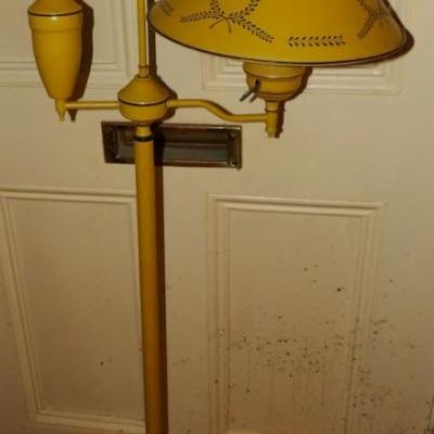 1950s Toleware Floor Lamp With Tin Shade