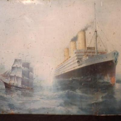 Large Tin Lithograph of Steamship Imperator
