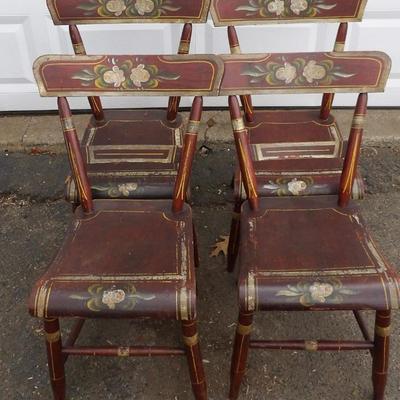 Set of Four 1830's Pennsylvania Decorated Dining Chairs