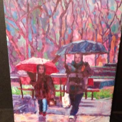 Oil On Canvas Signed Emily Strong Entitled Sunday Rain