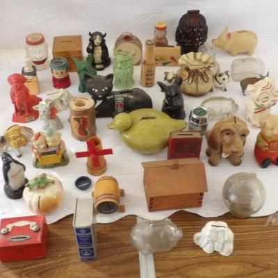 Vintage Tin and Ceramic Penny Banks