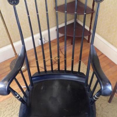 Ebony Stenciled Roll Back Rocker