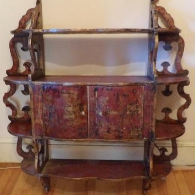 Rare Chinoiserie Bowfront Hanging What Not
