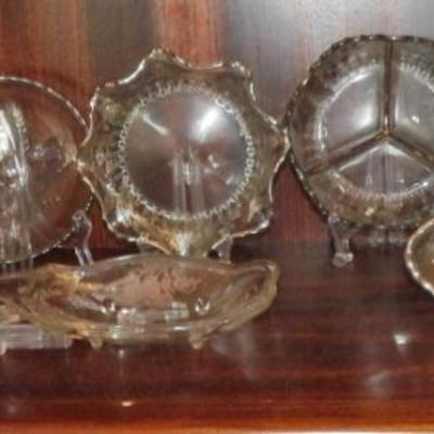 Large Collection of Silver Overlay Serving and Accent Glassware