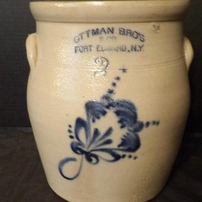 2 Gallon Ottman Bros Stoneware Crock