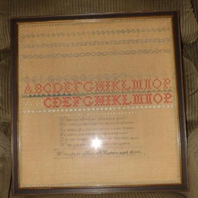 Choice 19th Century Alpabetical And Verse Sampler By Mary A Hathorne Age 13
