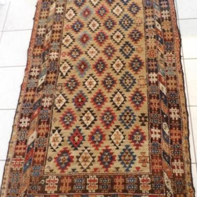 1890s Caucasian Camel Hair Long Rug