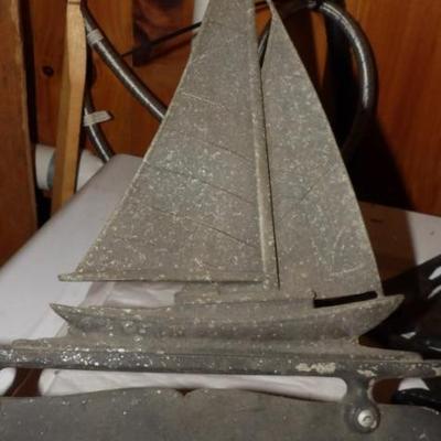Cast Aluminum Clipper Ship With Rectangular Plaque for Name