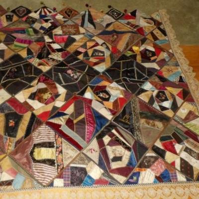 Victorian Crazy Quilt Table Cover   