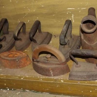 Collection of 11 Flat Irons and Trivets