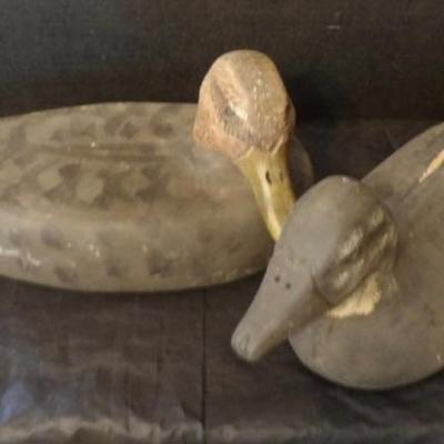 Two Maine Folk Art Hand Carved Decoys