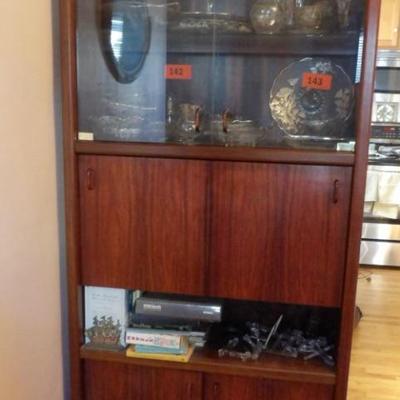 Zebra Wood Secretary China Cabinet With Fold Down Lid