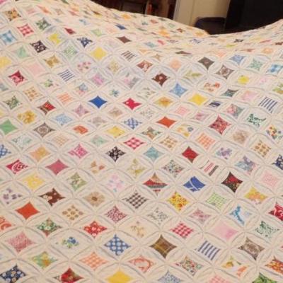 Rare Antique Cathedral Window  Pattern Quilt