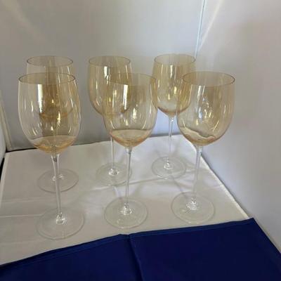 BUY IT NOW! $25 SET OF 23 Irridescent Canary Crystal Glasses includes 7 large wine, 5 small wine, 5 Champagne, 6 Cordials few more pictures