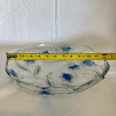 BUY IT NOW! $ 16 Vintage Mikasa Glass Blue Floral Pattern cut to Clear 12