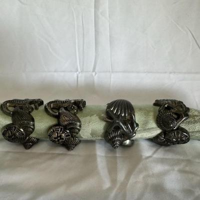 BUY IT NOW! $8 Godinger Silver Plate Napkin Rings Shell motif group of 4