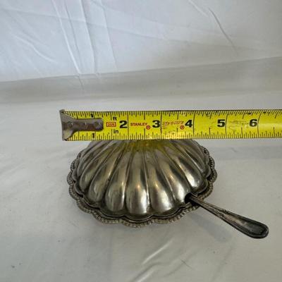 BUY IT NOW $12 Silver Plate Scallop Cavier Hinged Serving Dish. 4.5 X 2