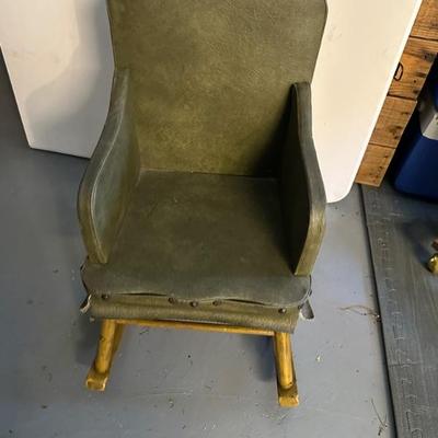 BUY IT NOW! $10 Antique Child's Rocker with brass tacking
