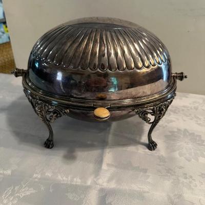 BUY IT NOW!  $170 OBO Early 20th Century English Edwardian Elkington & Company Silver Plate Domed Revolving Lid Serving Dish