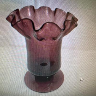 Buy It Now $25 Studio art glass vase in Amethyst 7"t x 6" w