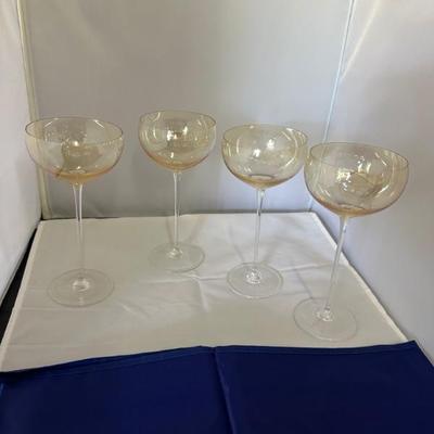 BUY IT NOW! $25 SET OF 23 Irridescent Canary Crystal Glasses includes 7 large wine, 5 small wine, 5 Champagne, 6 Cordials few more pictures