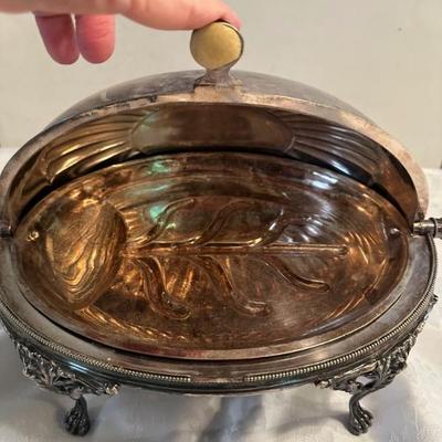 BUY IT NOW!  $170 OBO Early 20th Century English Edwardian Elkington & Company Silver Plate Domed Revolving Lid Serving Dish