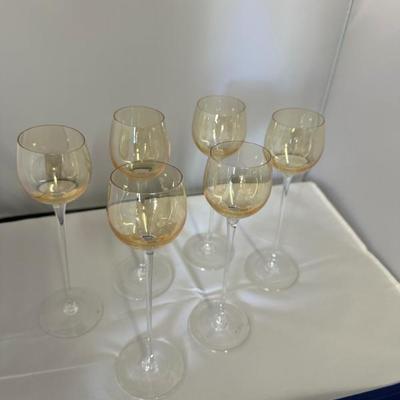 BUY IT NOW! $25 SET OF 23 Irridescent Canary Crystal Glasses includes 7 large wine, 5 small wine, 5 Champagne, 6 Cordials few more pictures