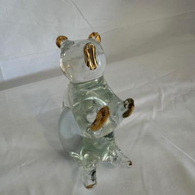 BUY IT NOW Murano Clear Glass Pig in sitting position with red Murano tag
