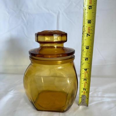 Buy It NOW! $ 8 Vintage Amber Harvest Gold Glass Canister 7