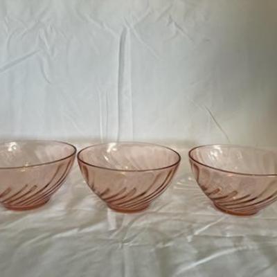 BUY IT NOW! $10 Vintage Set of 4 Arcoroc Rosaline Pink Swirl finger bowls 3